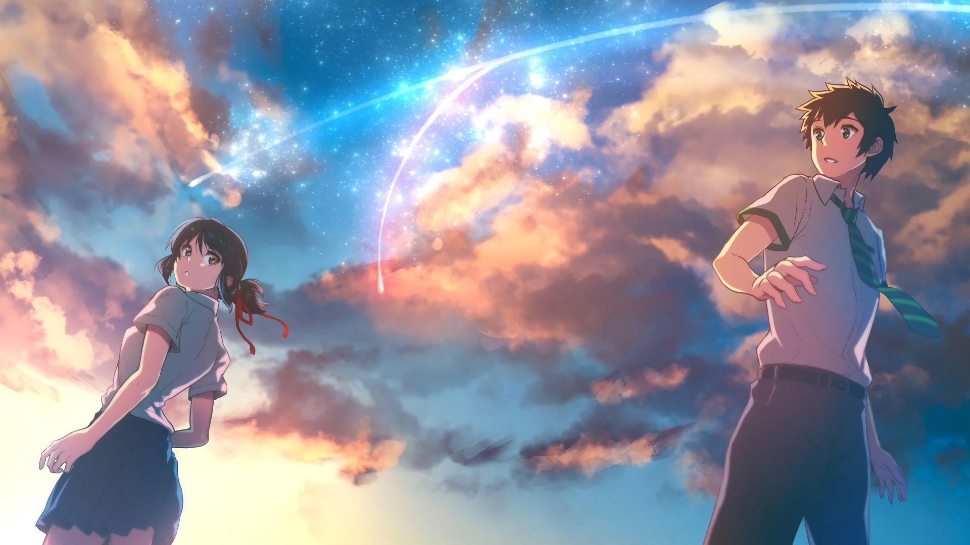 Your Name Taki and Mitsuha HD Wallpaper by ふーらい