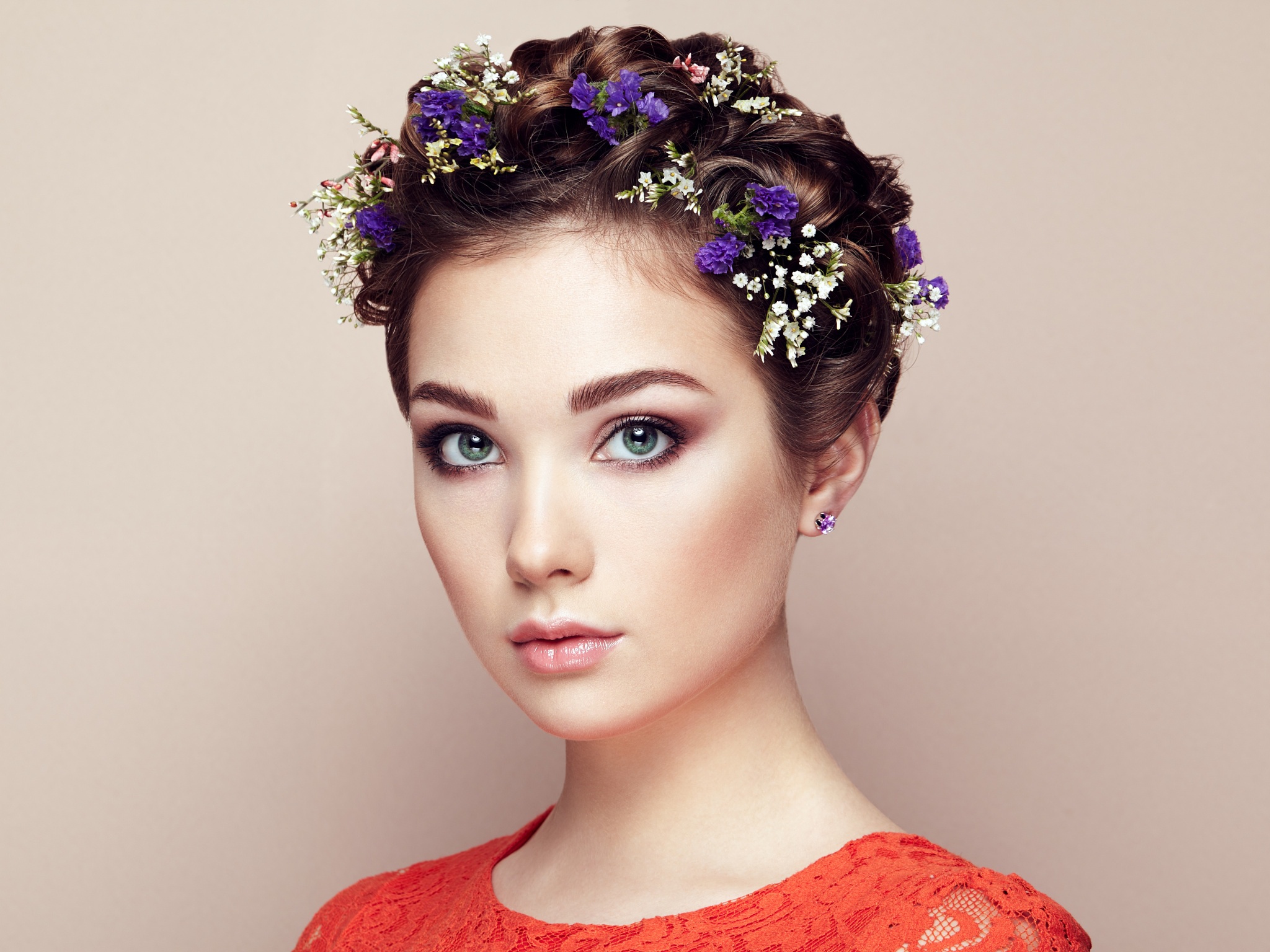 Download Green Eyes Model Woman Face HD Wallpaper