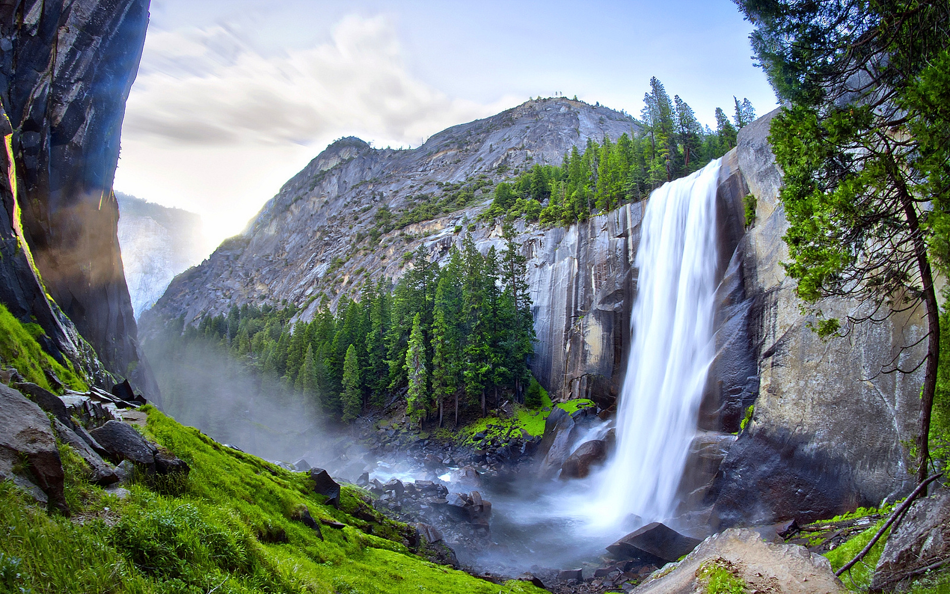 Waterfall in Yosemite National Park HD Wallpaper