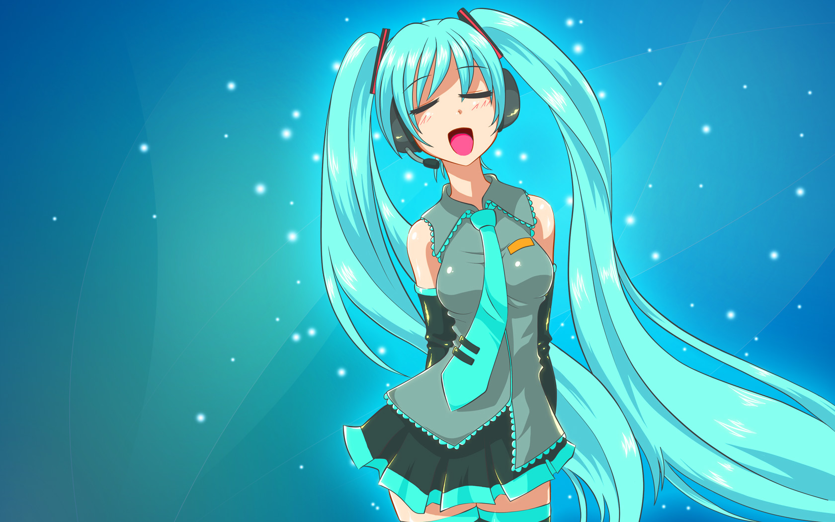 Cute Hatsune Miku HD Wallpaper Blue Anime Delight by ElSato
