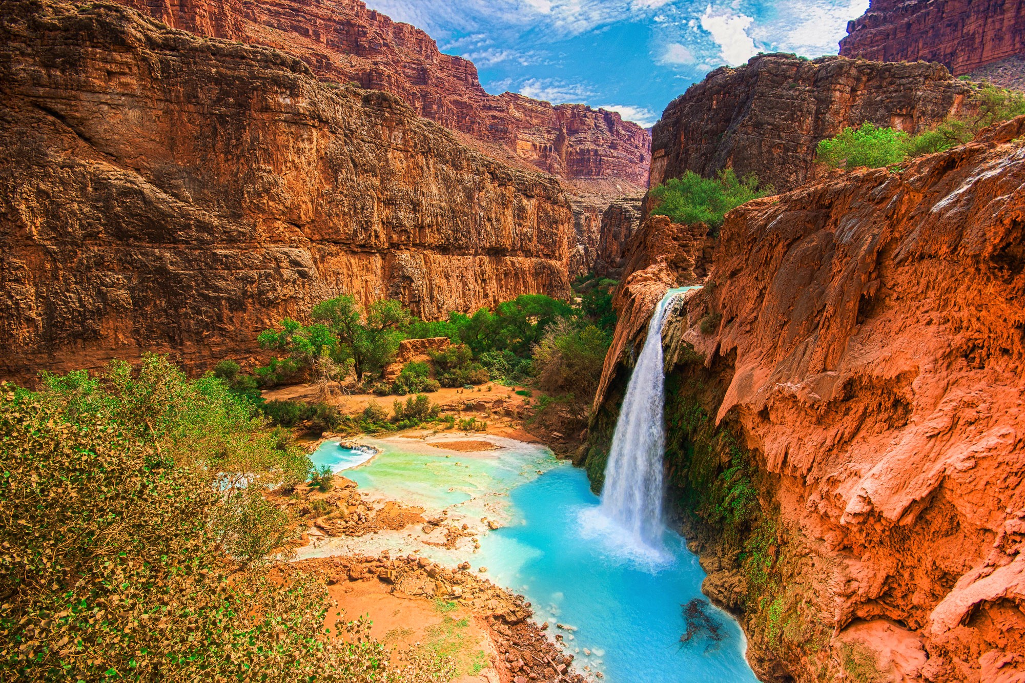 Download Canyon Waterfall Nature Havasu Falls HD Wallpaper