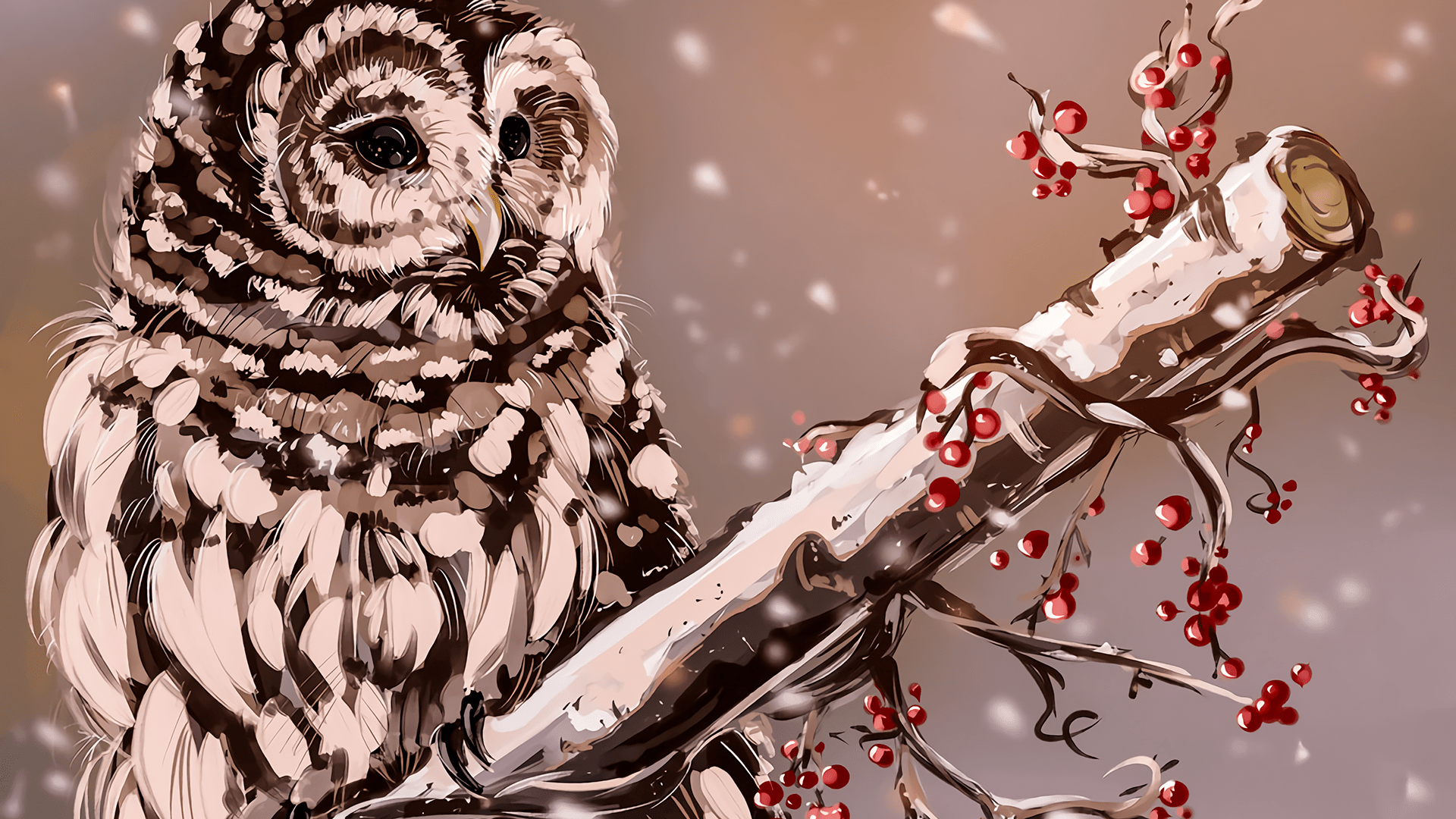 Artistic Owl Sitting on a Branch Fondo de pantalla HD