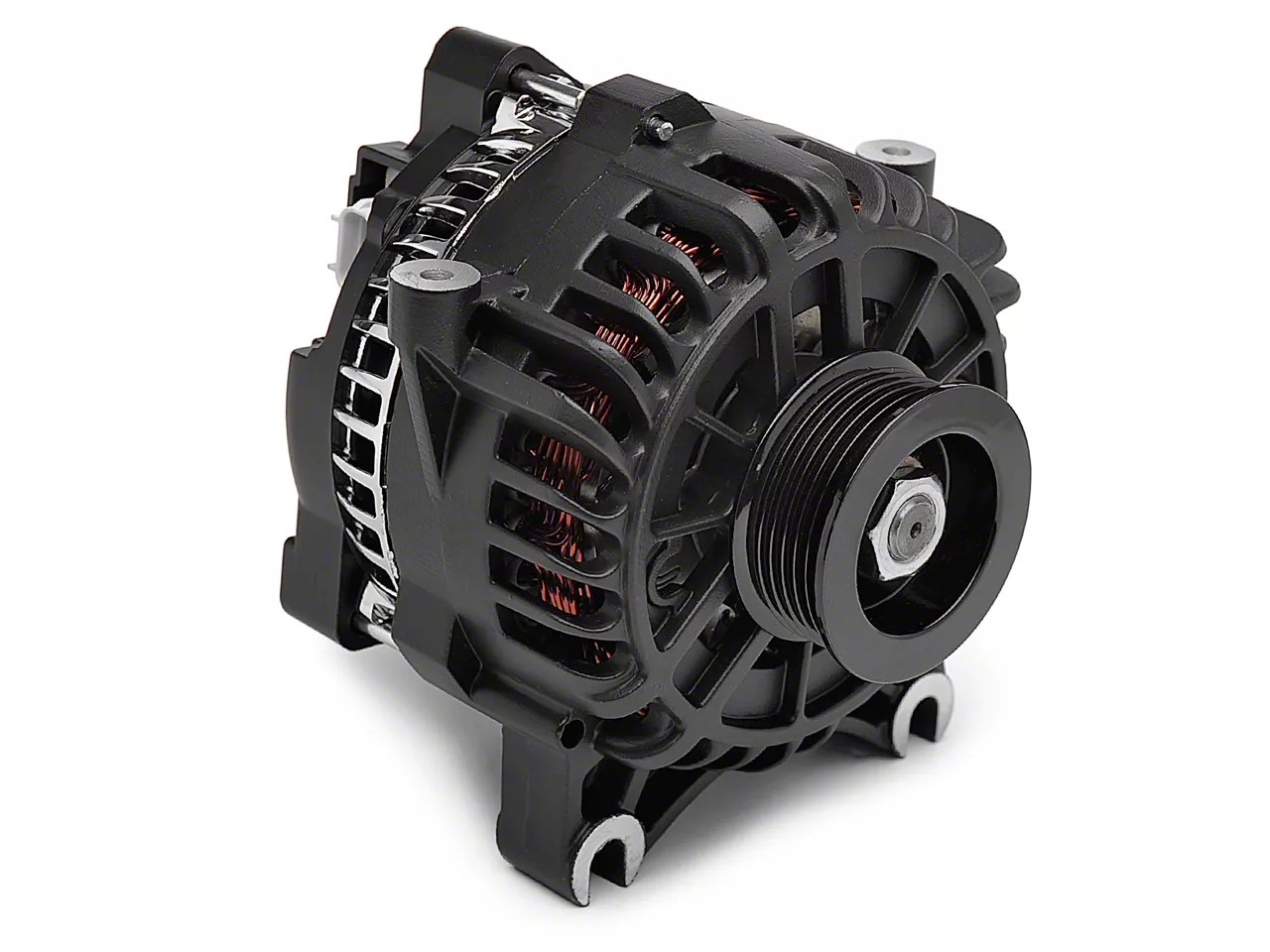 PA Performance Mustang Alternator; 130 Amp; Flat Black 2158WFLBLK (05