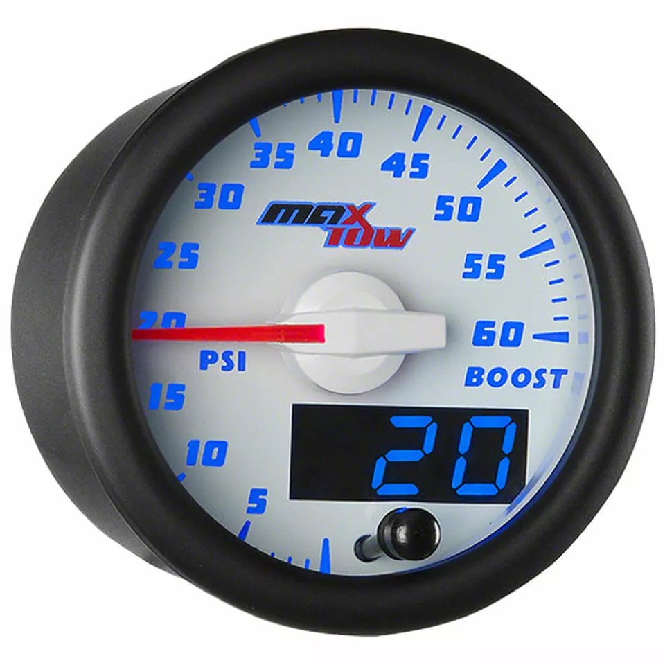 Silverado 1500 MaxTow 60 PSI Boost Gauges; White and Blue (Universal
