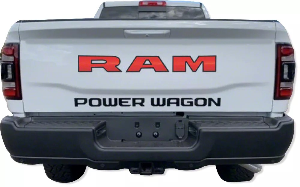 RAM 2500 RAM Power Wagon Grille Letter Overlay Decals; Flame Red (1923