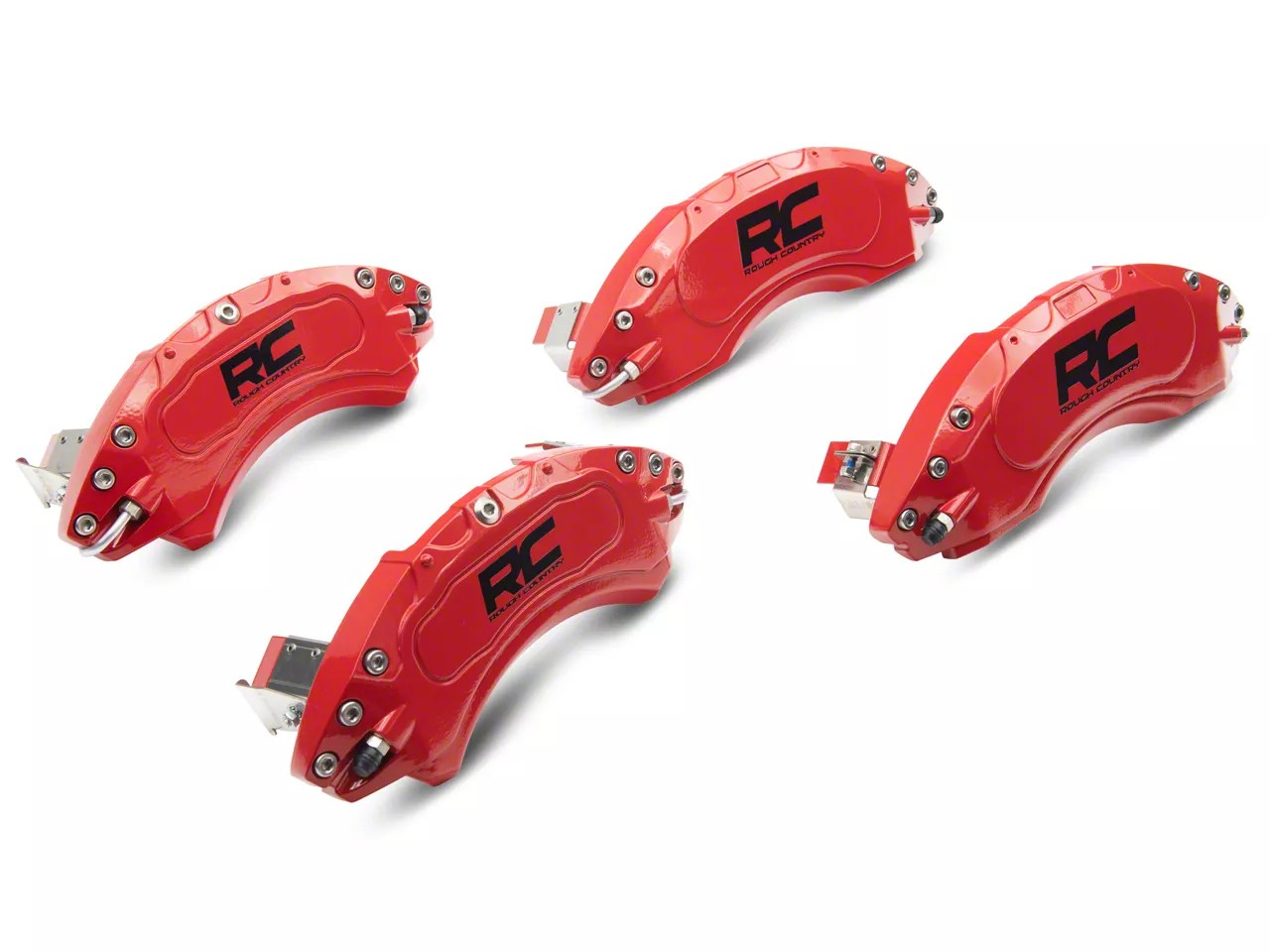 Rough Country F150 Red Brake Caliper Covers; Front and Rear 71144A (21