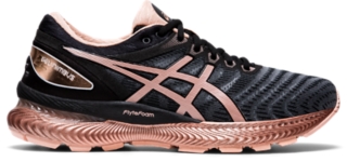 Women's GELNIMBUS 22 WM Black/Rose Gold Running Shoes ASICS