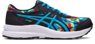 CONTEND 8 GRADE SCHOOL Kids Black/Island Blue Kids' Grade School Shoes ASICS United States