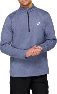 Men's COLD WEATHER HALF ZIP BLUE EXPANSE HEATHER Long Sleeve Shirts ASICS