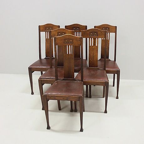 Stolar, 6 St, Ek, "Äpplet". Möbler - Fåtöljer & Stolar - Auctionet