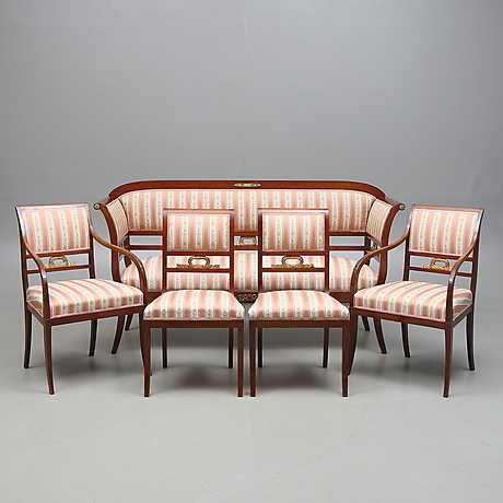 empire möbler Salongsgrupp, 5 Delar, Empire / Empirestil, 1800 - 1900-Tal. Möbler - Soffor & Sittgrupper - Auctionet