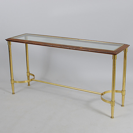 mässing avlastningsbord Sideboard, Glas/Mässing/Trä, Sent 1900-Tal. Möbler - Bord - Auctionet