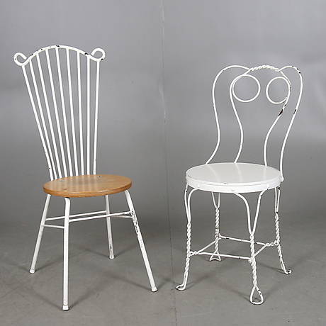 Trädgårdsstolar, 2 St, Metall Och Trä, 1950/60-Tal. Möbler - Trädgårdsmöbler - Auctionet