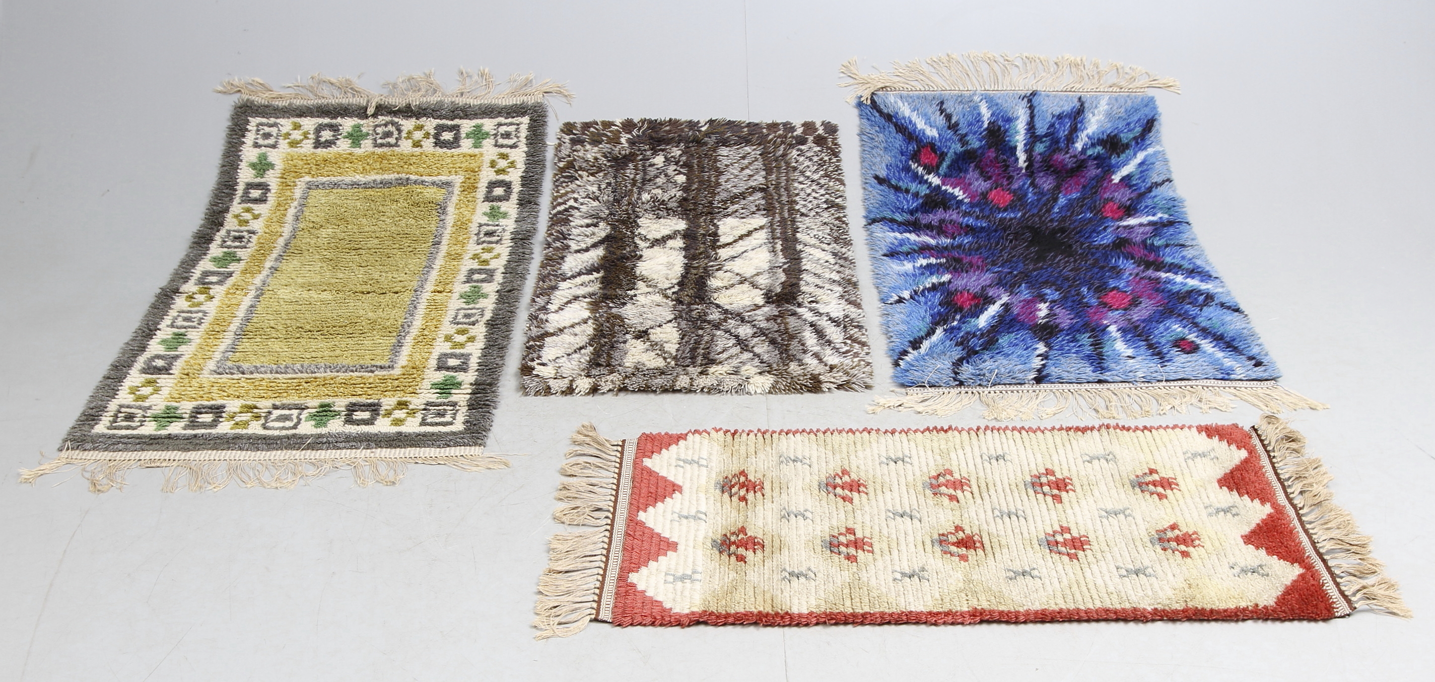 wahlbecks mattor Ryamattor, 4St, Bl A Wahlbecks Mattor, Marianne Richter. Mattor & Textil - Mattor - Auctionet