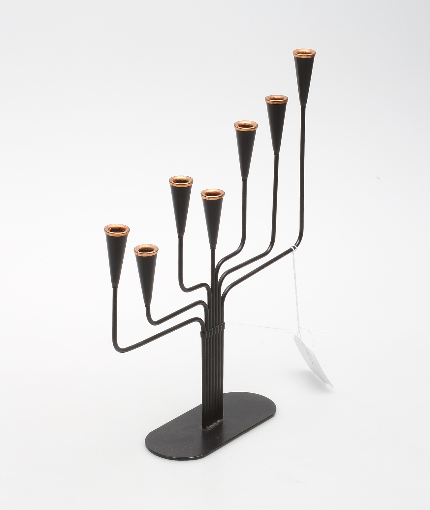 Lampor Ljusstake 7 Armad Bilder för 195182. LJUSSTAKE, 7armad, svart metall och koppar.