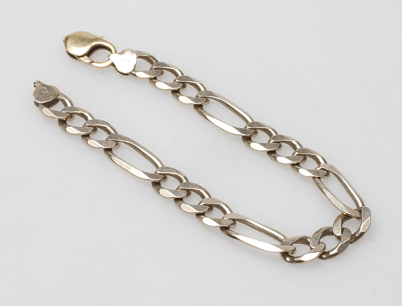 Bilder för 219116. ARMBAND, "Figaro", vitguld 18 k, vikt ca. 35,1 gram