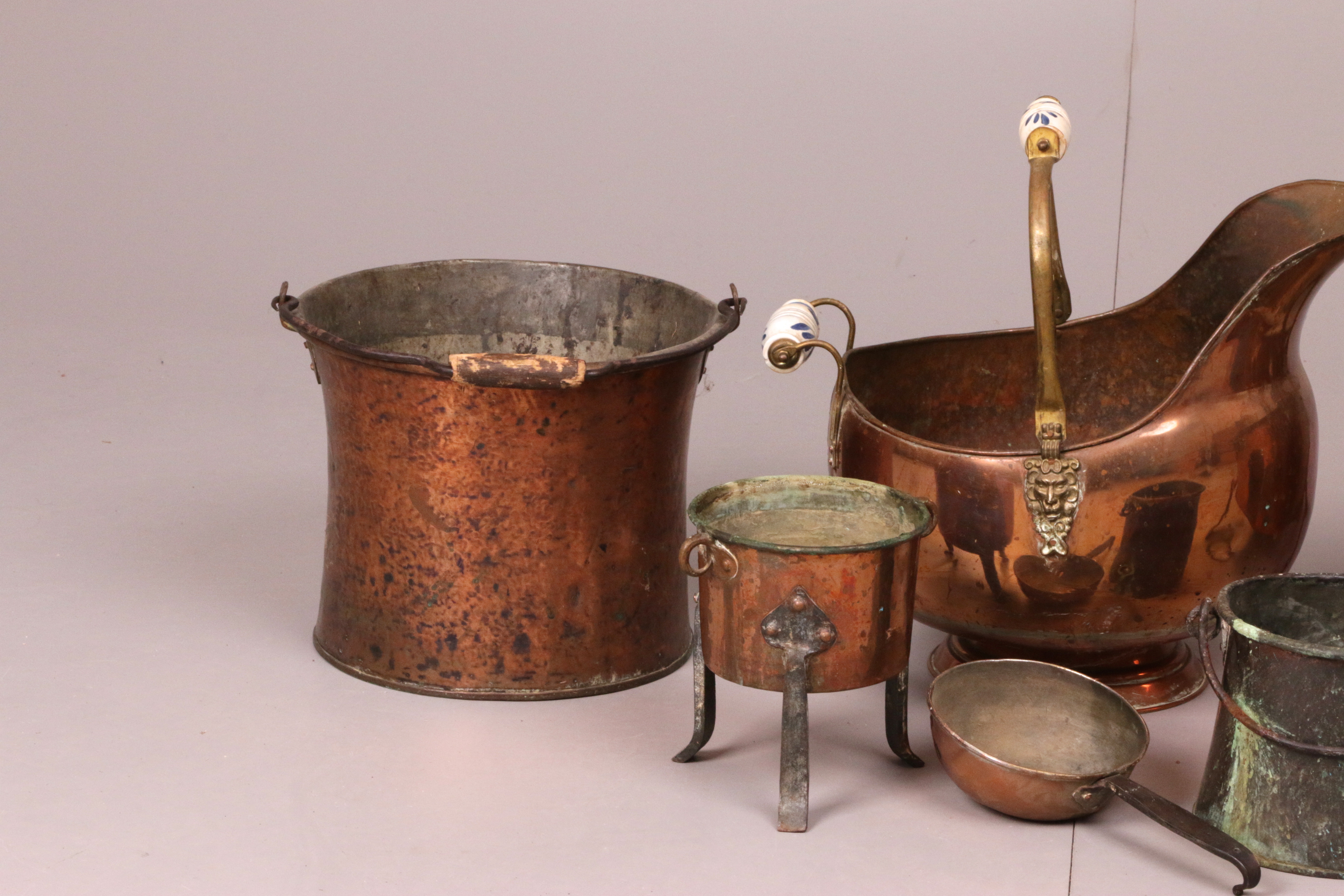 COPPER ITEMS, 6 pcs. 1800s / 1900s. Silver & Metals Pewter, Brass