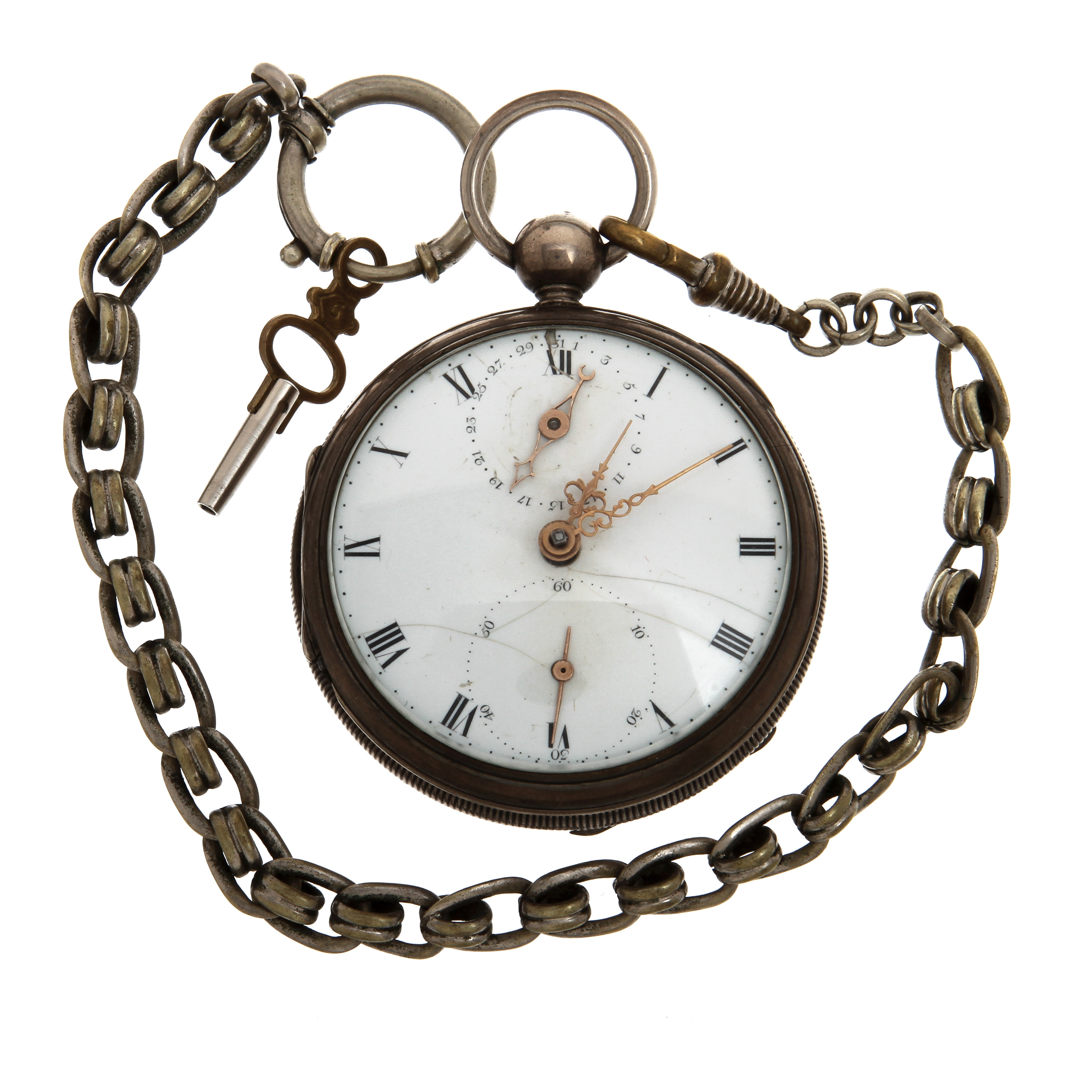 Images for 411351. POCKET WATCH, with pocket watch chain, silver, 19th