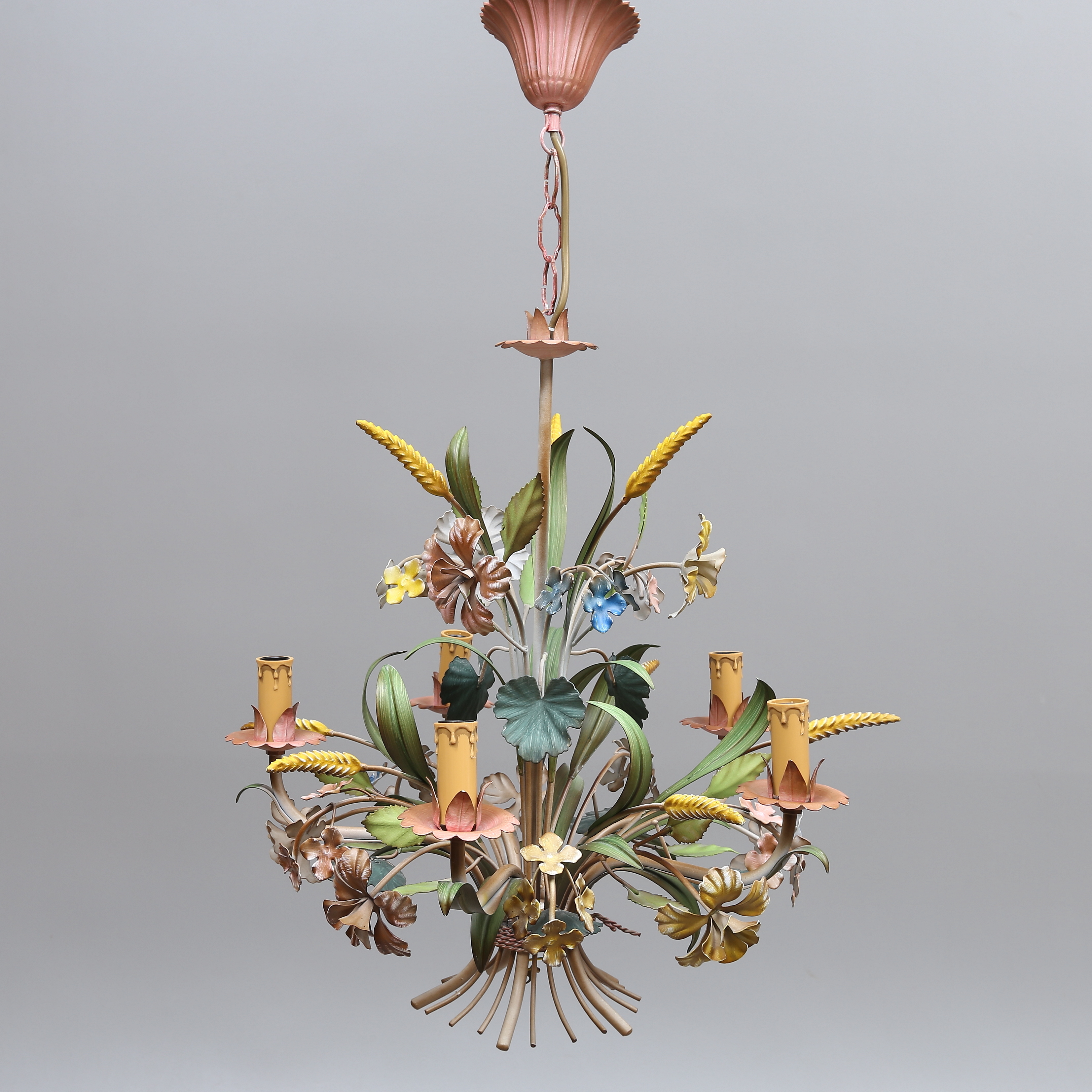 taklampa blommor Taklampa, Bemålad Metall, Dekor Av Blommor Och Blad, 1900-Talets Andra Hälft. Belysning & Lampor - Taklampor - Auctionet