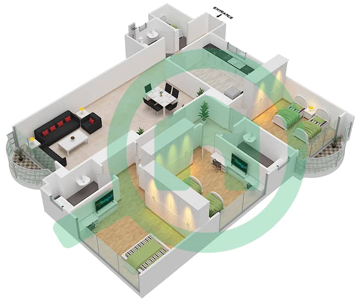 Floor plans for Unit 6 3bedroom Apartments in Sahara Tower 4 Bayut
