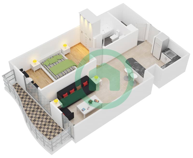 Floor plans for Unit 4 1bedroom Apartments in Eden Gardens Bayut Dubai