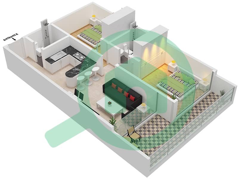 Floor plans for Unit 27FLOOR 14 2bedroom Apartments in Samana Greens