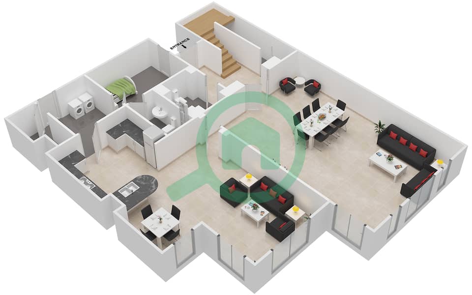 Floor plans for Type B 3bedroom Apartments in Al Badia Buildings