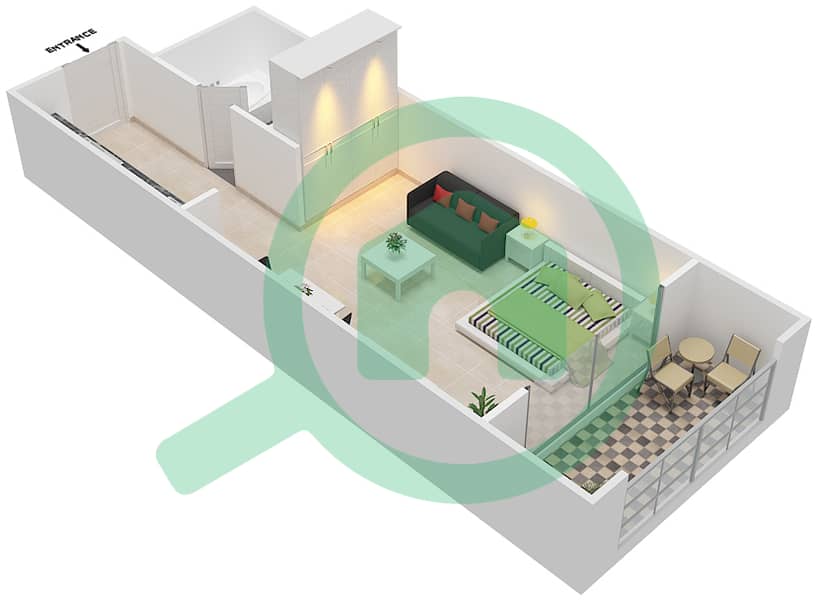 Floor plans for Unit 211,216,220 Studio Apartments in Resortz by Danube