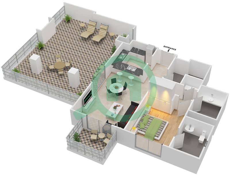 Floor plans for Suite 6 1bedroom Apartments in Arno Tower A Bayut Dubai
