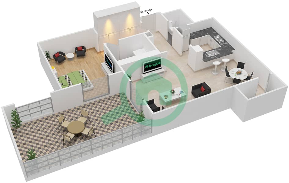 Floor plans for Suite G15,G18,G23,G26 1bedroom Apartments in Arno