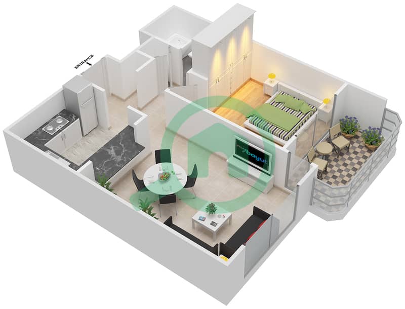 Floor plans for Suite 2,17 FLOOR 11 1bedroom Apartments in Mosela