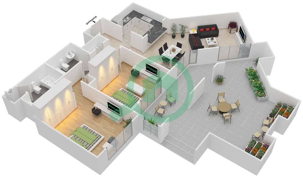 Floor plans for Suite 1 FLOOR 1 2bedroom Apartments in Mosela
