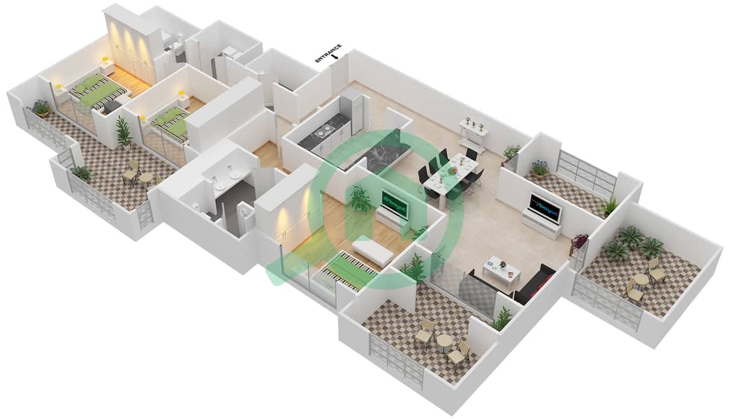 Floor plans for Suite 8,11 FLOOR 18 3bedroom Apartments in Mosela