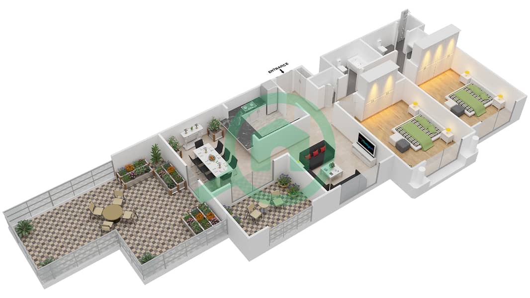 Floor plans for Suite 3,16 FLOOR 11 2bedroom Apartments in Mosela