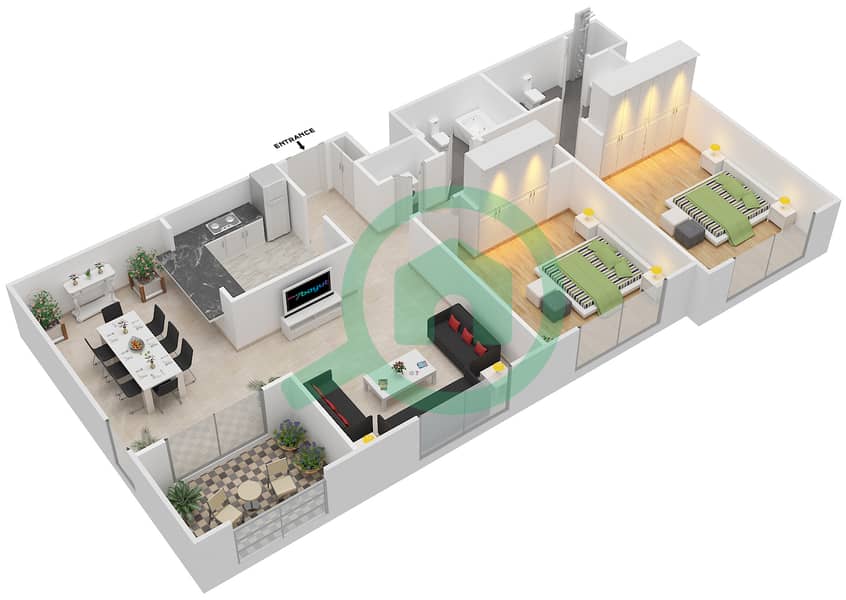 Floor plans for Suite 3,16 FLOOR 1216 2bedroom Apartments in Mosela
