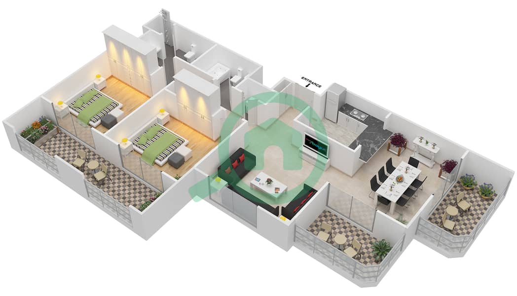 Floor plans for Suite 3,4,15,16 FLOOR 67 2bedroom Apartments in