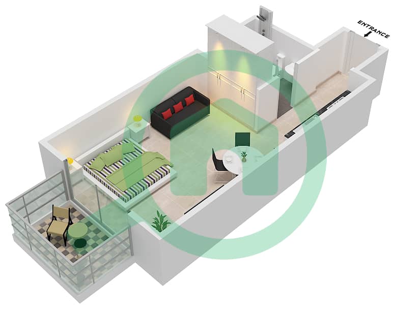 Floor plans for Type 04 Studio Apartments in Olivz by Danube Bayut Dubai