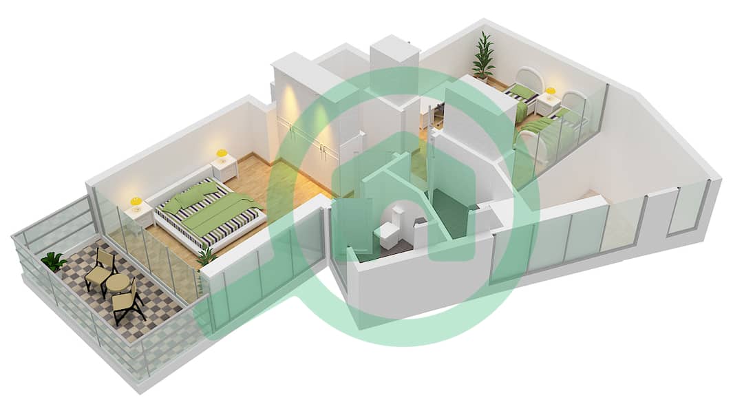 Floor plans for Type B 3bedroom Apartments in Al Maryah Vista 2
