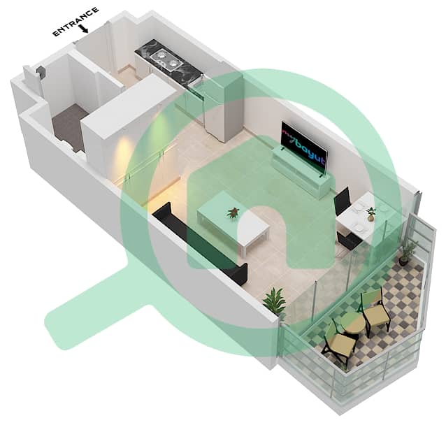 Floor plans for Type/unit A FLOOR 449 Studio Apartments in Peninsula Three Bayut Dubai