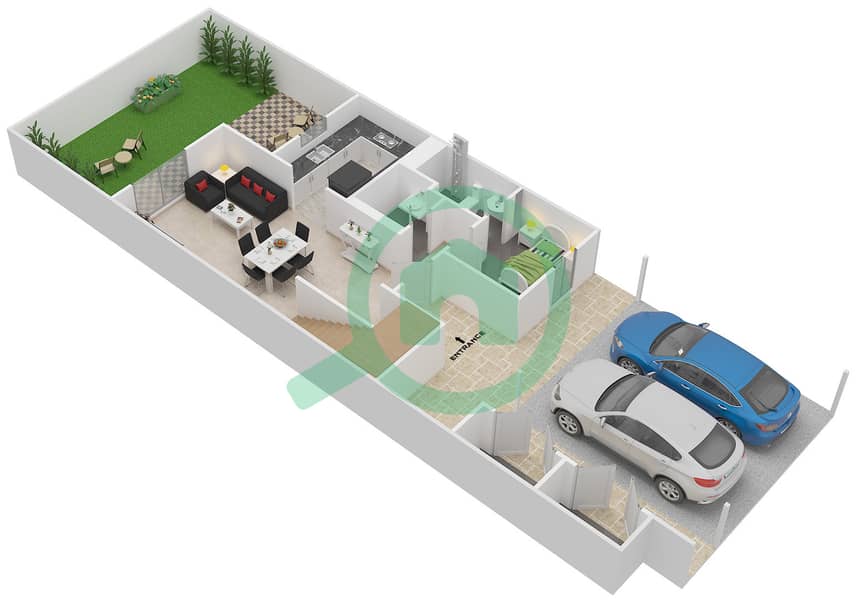 Floor plans for Type 2TH 2bedroom Townhouses in Al Ghadeer Bayut Abu