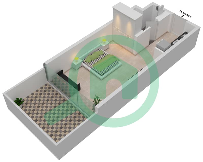 Floor plans for Unit 108 Studio Apartments in Azizi Riviera 17 Bayut