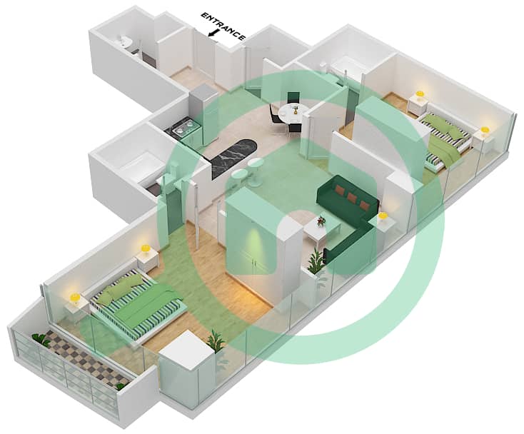 Floor plans for Unit 1004 FLOOR 10TH 2bedroom Apartments in Marina Bay