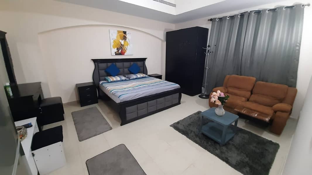 An excellent furnished studio in Khalifa City A, next to the markets