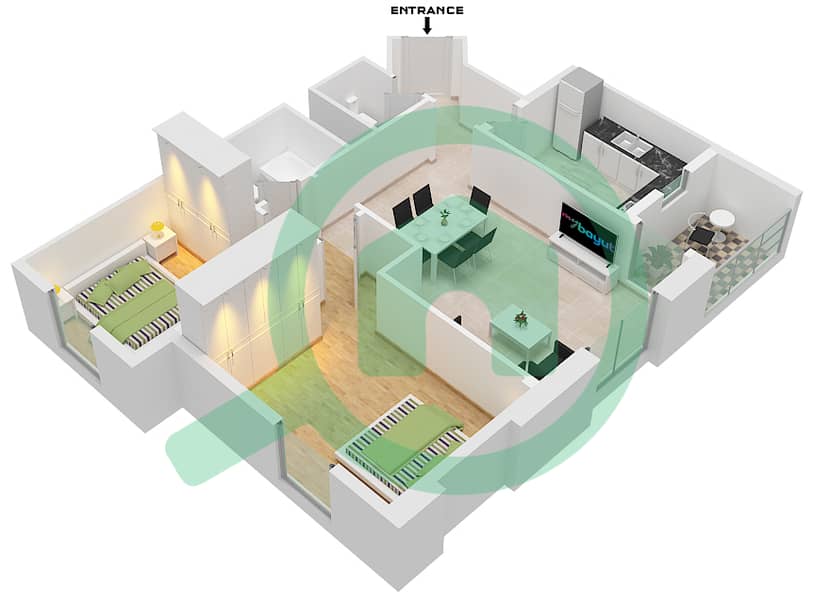 Floor plans for Type/unit 1/115 2bedroom Apartments in Al Khail Gate