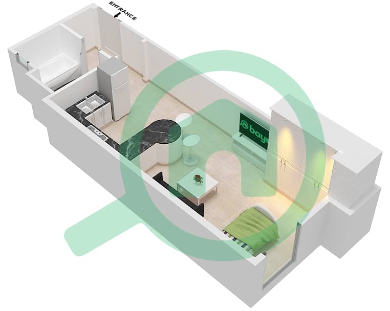 Floor plans for Type/unit 2/109 Studio Apartments in Al Khail Gate Phase 1 Bayut Dubai