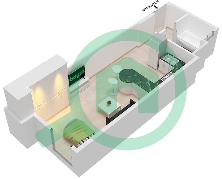 Floor plans for Type/unit 2/116 Studio Apartments in Al Khail Gate Phase 1 Bayut Dubai