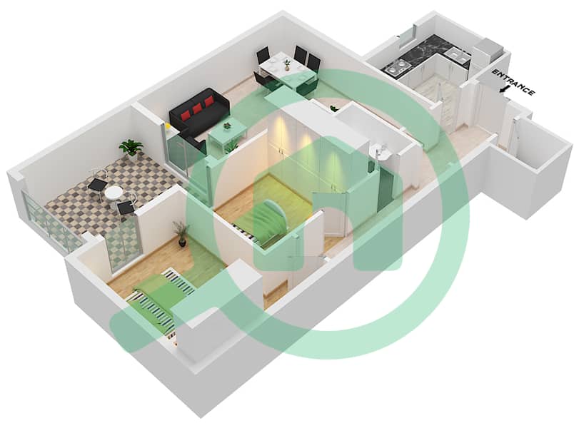 Floor plans for Type/unit 3/105 2bedroom Apartments in Al Khail Gate