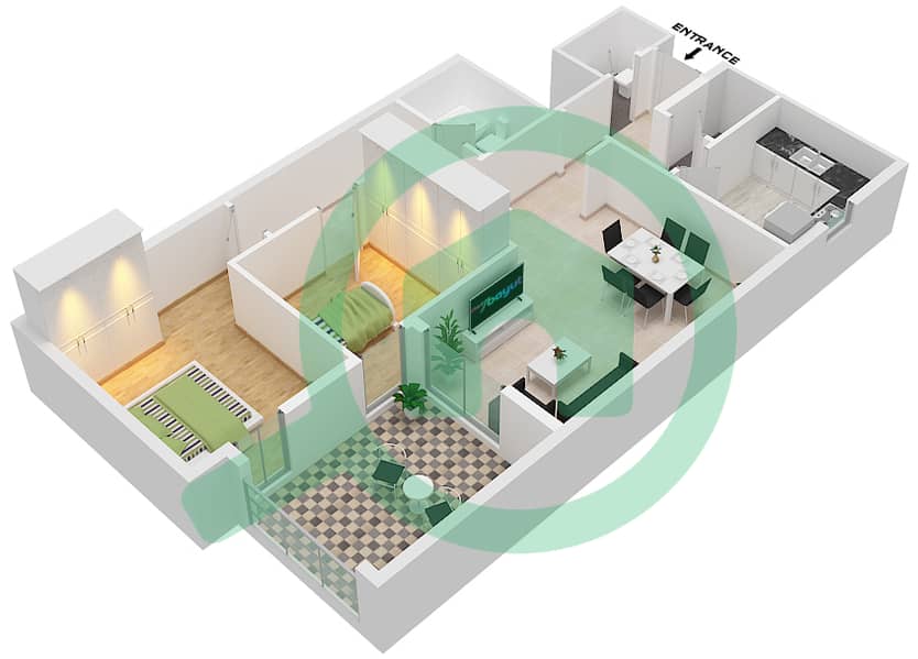 Floor plans for Type/unit 3/106 2bedroom Apartments in Al Khail Gate
