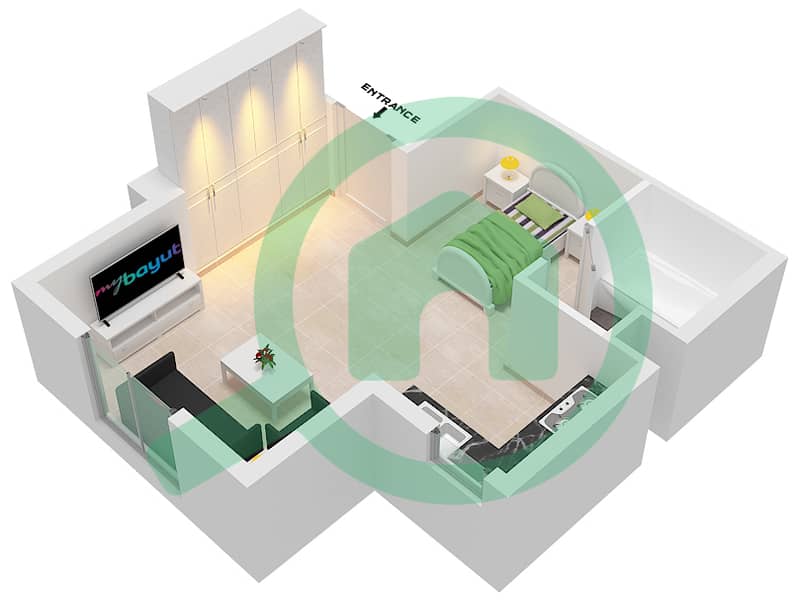 Floor plans for Type/unit 3/109 Studio Apartments in Al Khail Gate Phase 1 Bayut Dubai