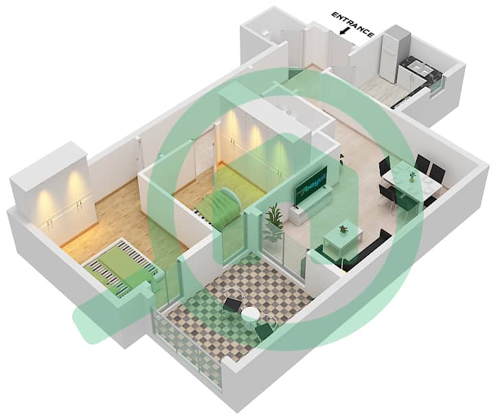 Floor plans for Type/unit 3/114 2bedroom Apartments in Al Khail Gate